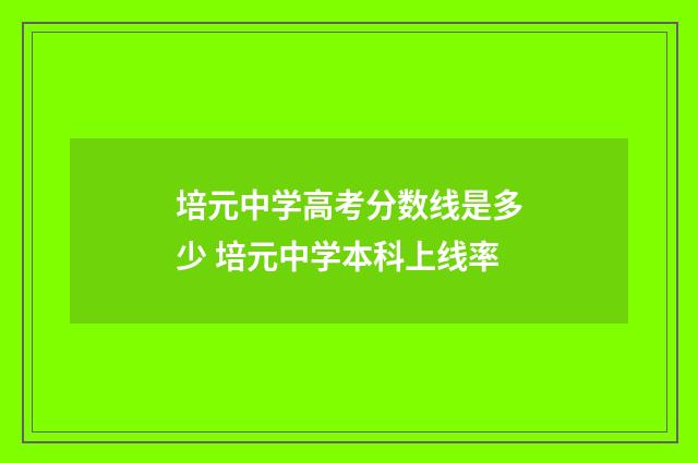 培元中学高考分数线是多少 培元中学本科上线率