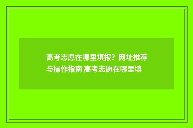高考志愿在哪里填报？网址推荐与操作指南 高考志愿在哪里填