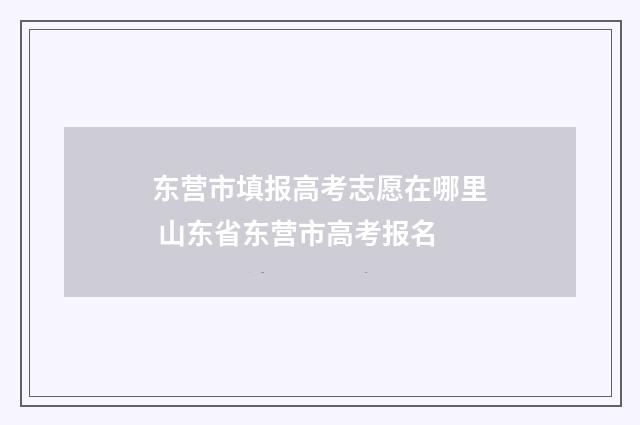 东营市填报高考志愿在哪里 山东省东营市高考报名