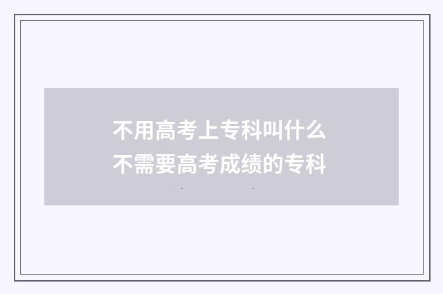 不用高考上专科叫什么 不需要高考成绩的专科