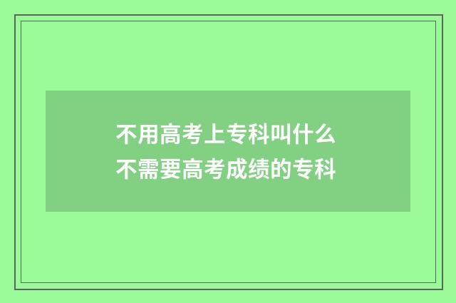 不用高考上专科叫什么 不需要高考成绩的专科