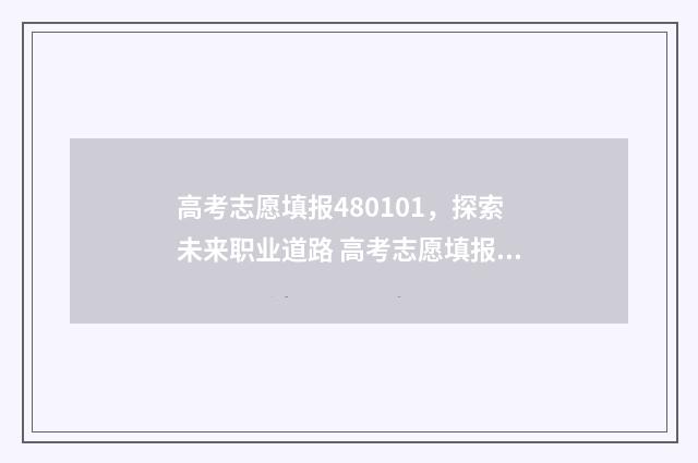 高考志愿填报480101，探索未来职业道路 高考志愿填报488能上哪个学校