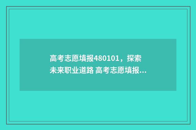 高考志愿填报480101，探索未来职业道路 高考志愿填报488能上哪个学校