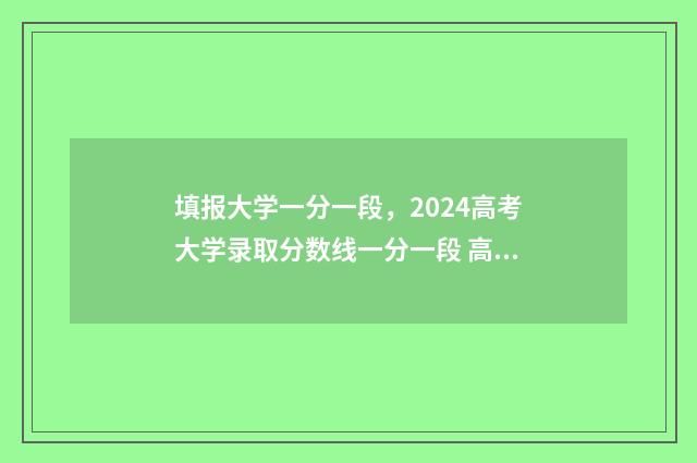 填报大学一分一段，2024高考大学录取分数线一分一段 高校一分一档