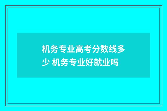 机务专业高考分数线多少 机务专业好就业吗