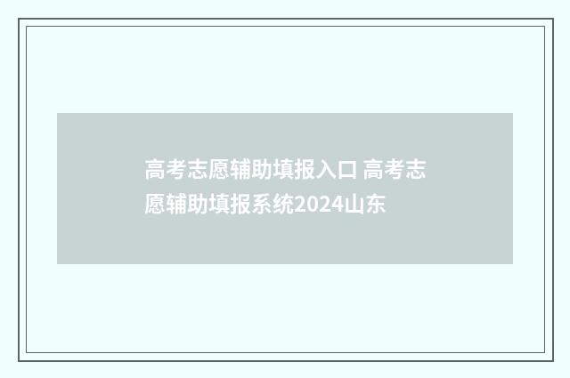 高考志愿辅助填报入口 高考志愿辅助填报系统2024山东