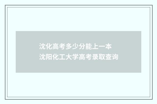 沈化高考多少分能上一本 沈阳化工大学高考录取查询