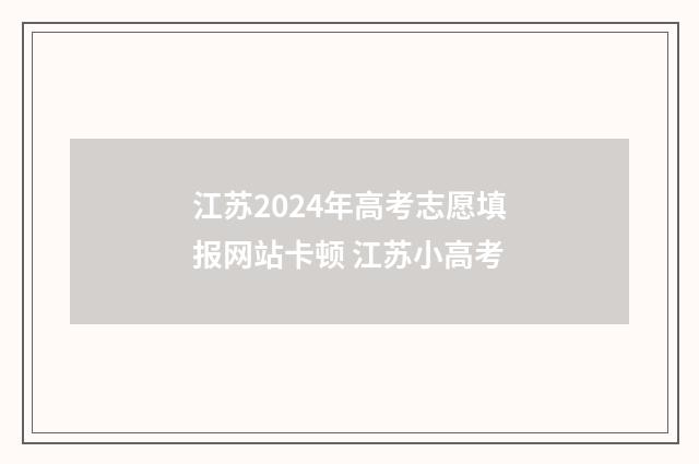 江苏2024年高考志愿填报网站卡顿 江苏小高考