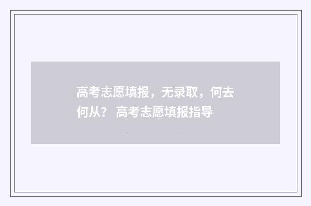 高考志愿填报，无录取，何去何从？ 高考志愿填报指导