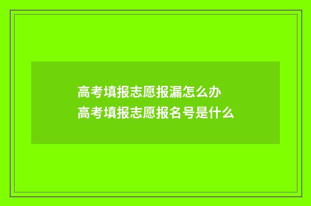 高考填报志愿报漏怎么办 高考填报志愿报名号是什么