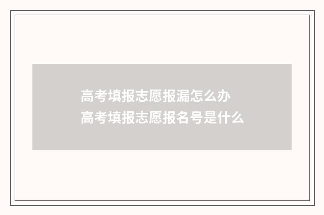 高考填报志愿报漏怎么办 高考填报志愿报名号是什么