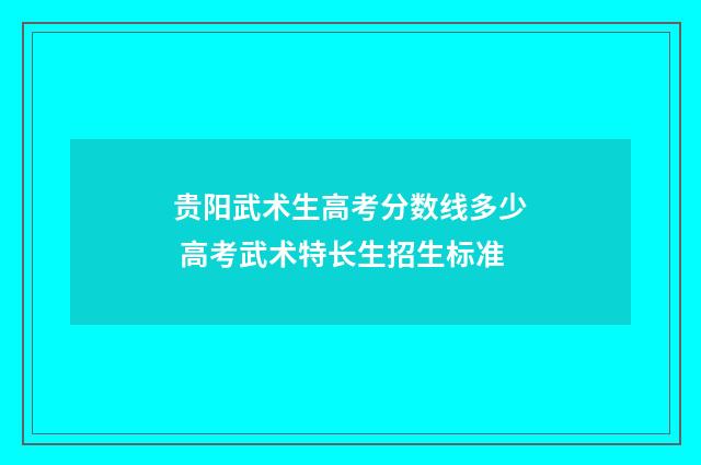 贵阳武术生高考分数线多少 高考武术特长生招生标准
