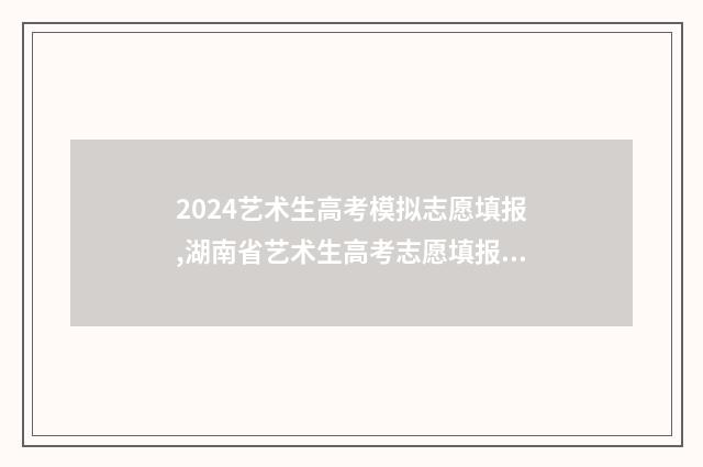 2024艺术生高考模拟志愿填报,湖南省艺术生高考志愿填报模拟演练 2024艺术生高考录取结果查询