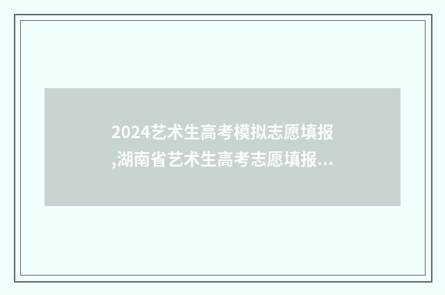 2024艺术生高考模拟志愿填报,湖南省艺术生高考志愿填报模拟演练 2024艺术生高考录取结果查询