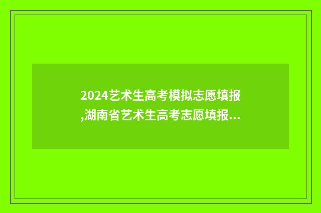 2024艺术生高考模拟志愿填报,湖南省艺术生高考志愿填报模拟演练 2024艺术生高考录取结果查询