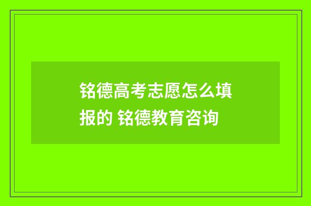 铭德高考志愿怎么填报的 铭德教育咨询