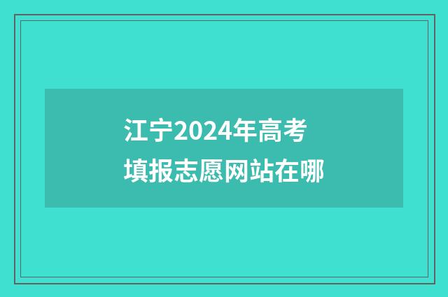 江宁2024年高考填报志愿网站在哪