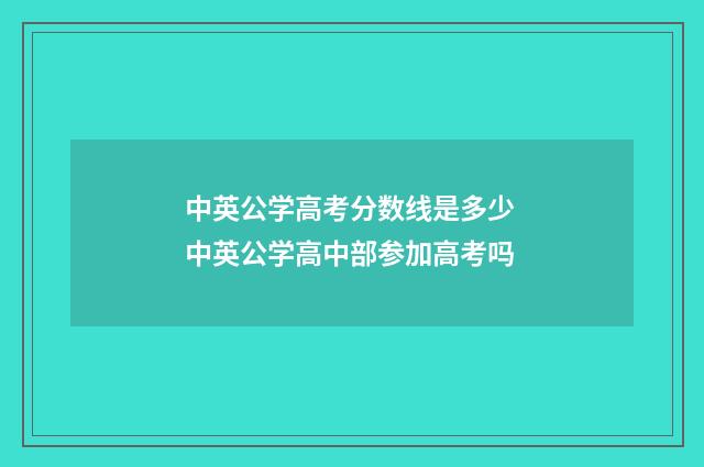 中英公学高考分数线是多少 中英公学高中部参加高考吗