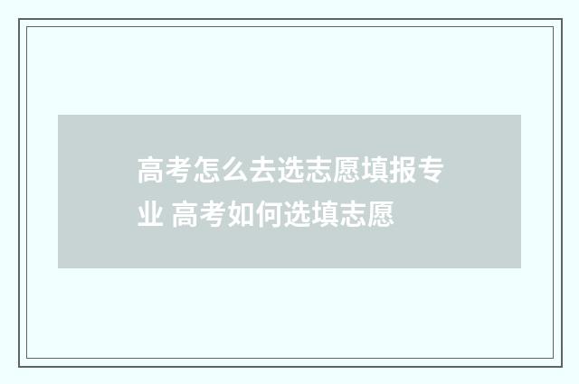 高考怎么去选志愿填报专业 高考如何选填志愿