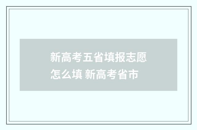 新高考五省填报志愿怎么填 新高考省市
