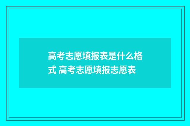 高考志愿填报表是什么格式 高考志愿填报志愿表