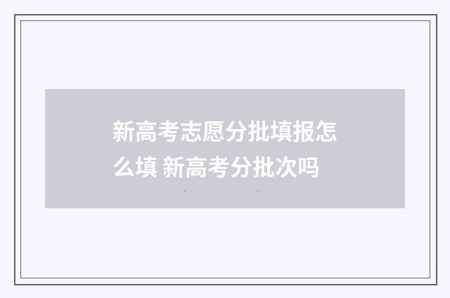 新高考志愿分批填报怎么填 新高考分批次吗