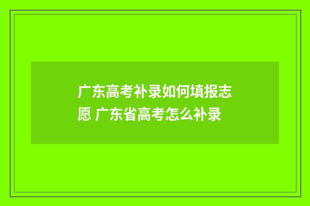 广东高考补录如何填报志愿 广东省高考怎么补录