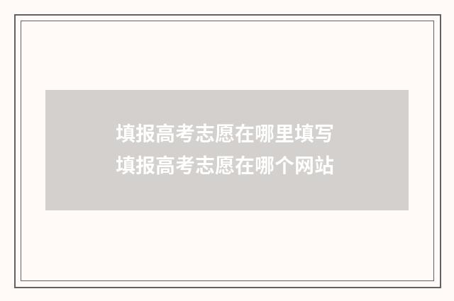 填报高考志愿在哪里填写 填报高考志愿在哪个网站