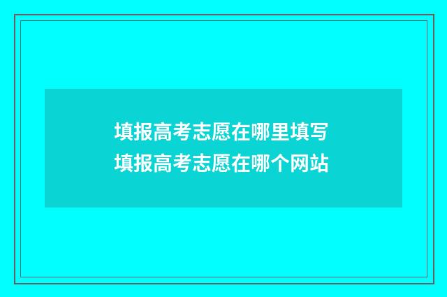 填报高考志愿在哪里填写 填报高考志愿在哪个网站