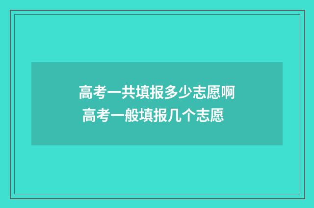高考一共填报多少志愿啊 高考一般填报几个志愿