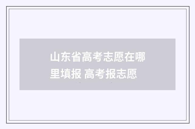 山东省高考志愿在哪里填报 高考报志愿