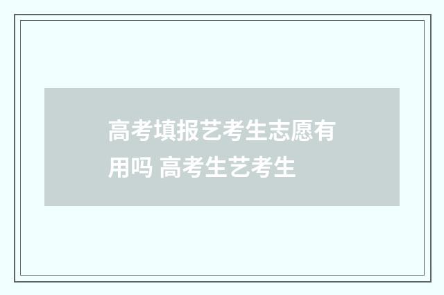 高考填报艺考生志愿有用吗 高考生艺考生