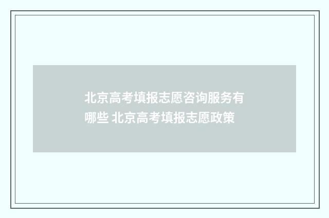 北京高考填报志愿咨询服务有哪些 北京高考填报志愿政策