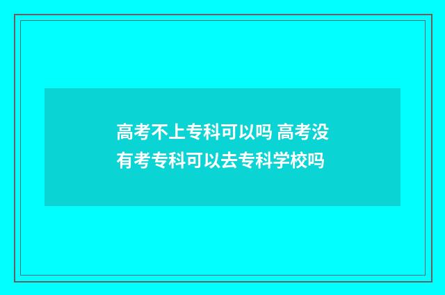 高考不上专科可以吗 高考没有考专科可以去专科学校吗