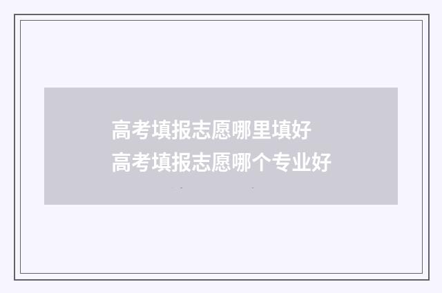 高考填报志愿哪里填好 高考填报志愿哪个专业好