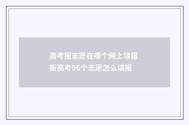 高考报志愿在哪个网上填报 新高考96个志愿怎么填报