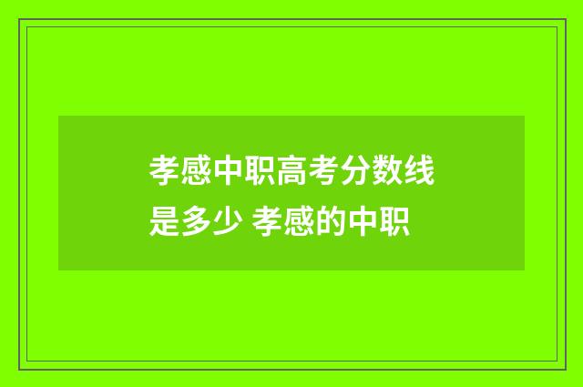 孝感中职高考分数线是多少 孝感的中职