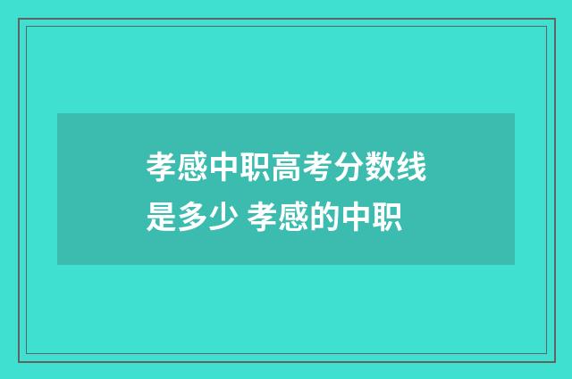 孝感中职高考分数线是多少 孝感的中职