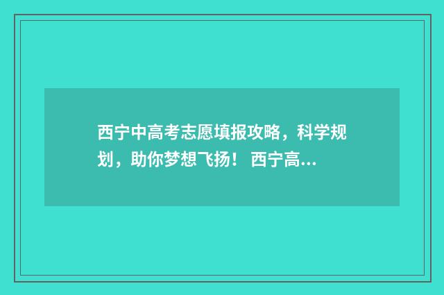 西宁中高考志愿填报攻略，科学规划，助你梦想飞扬！ 西宁高考志愿填报指导机构电话