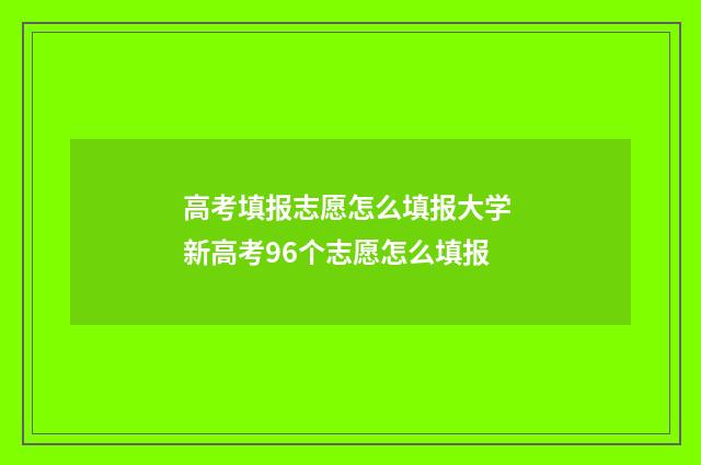 高考填报志愿怎么填报大学 新高考96个志愿怎么填报