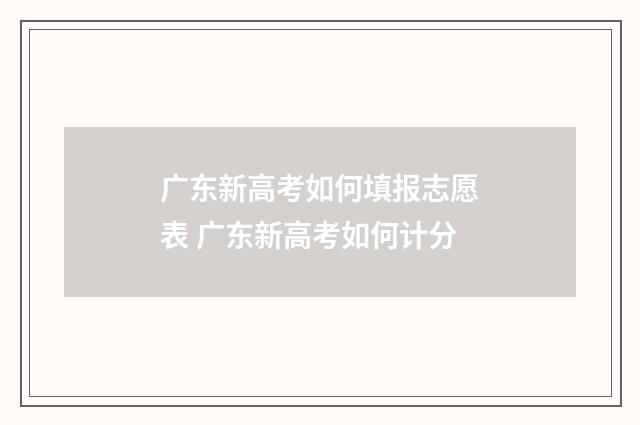 广东新高考如何填报志愿表 广东新高考如何计分