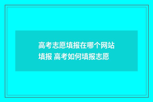 高考志愿填报在哪个网站填报 高考如何填报志愿