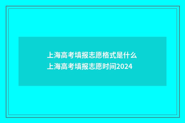 上海高考填报志愿格式是什么 上海高考填报志愿时间2024