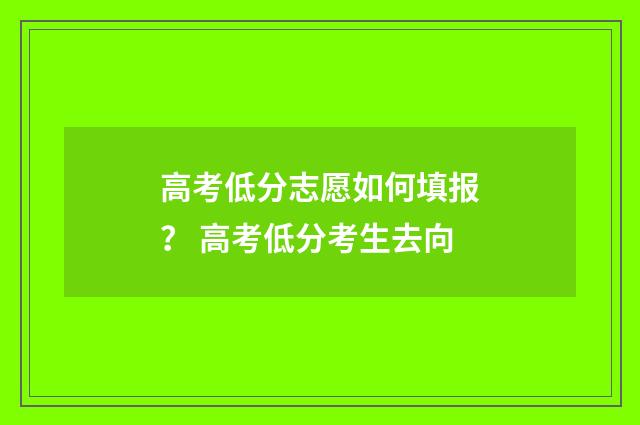 高考低分志愿如何填报？ 高考低分考生去向