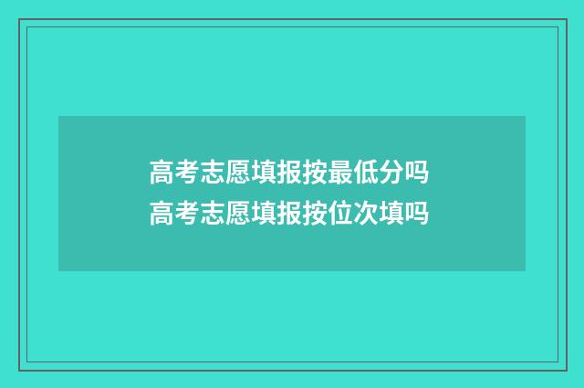 高考志愿填报按最低分吗 高考志愿填报按位次填吗