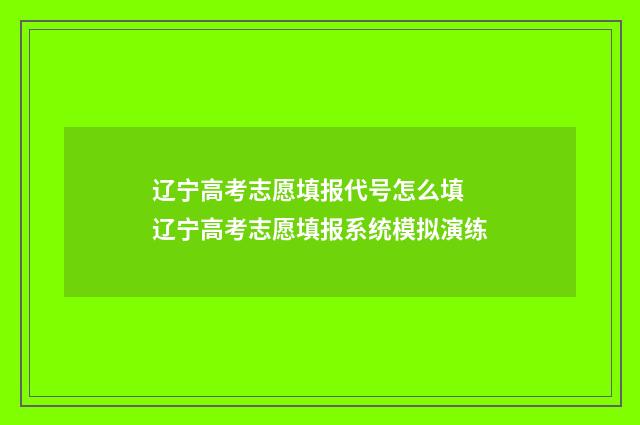 辽宁高考志愿填报代号怎么填 辽宁高考志愿填报系统模拟演练