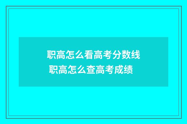 职高怎么看高考分数线 职高怎么查高考成绩