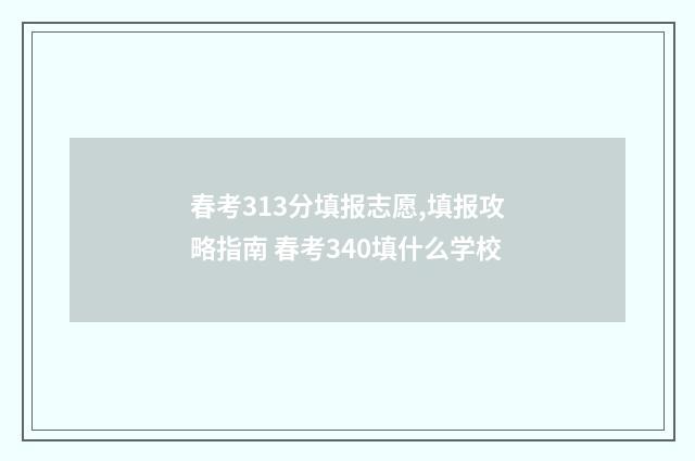 春考313分填报志愿,填报攻略指南 春考340填什么学校