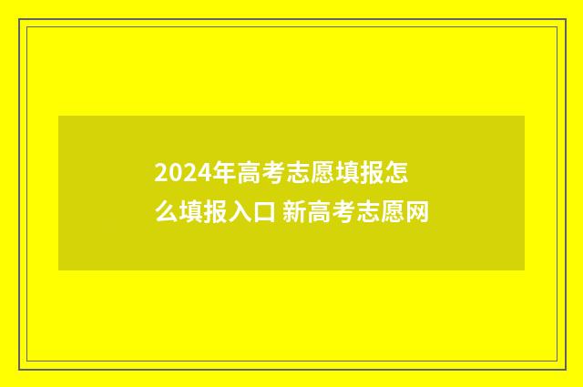 2024年高考志愿填报怎么填报入口 新高考志愿网