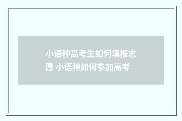 小语种高考生如何填报志愿 小语种如何参加高考